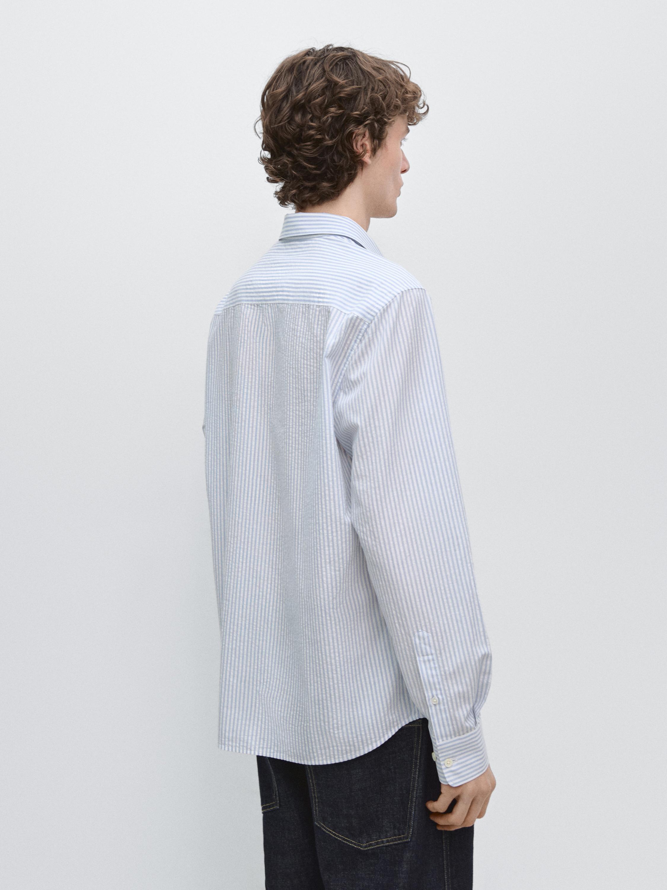100% cotton regular fit striped shirt